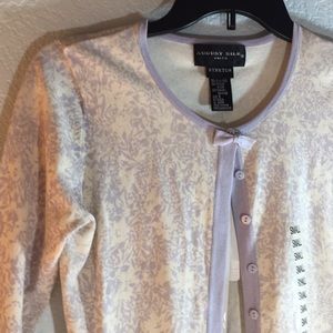 August Silk lavender floral cardigan, NEW! Pretty!